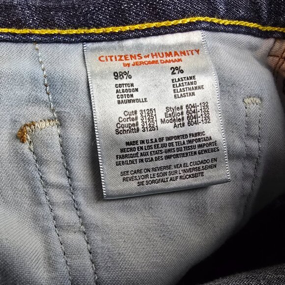 Citizens Of Humanity Jeans Mens 39x27 Blue Denim Dark Wash Sid Straight USA Made - Picture 11 of 12